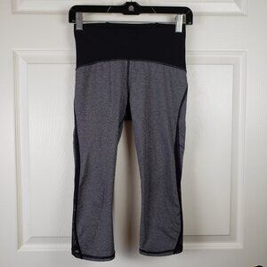 Lululemon Train Times Crop 17" Black & Gray Mesh Venting Leggings Size 6